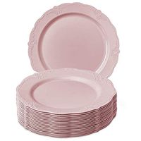DISPOSABLE DINNERWARE SET, 20 Dinner Plates (Vintage - Blush, 10.25") (Renewed)