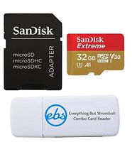 SanDisk 32GB SDHC Micro Extreme Memory Card and SD Adapter Bundle Works with Samsung Galaxy S10, S10+, S10e Phone Class 10 A1 (SDSQXAF-032G-GN6MA) Plus (1) Everything But Stromboli (TM) Card Reader