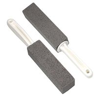 DOURR Premium Pumice Stone Cleaning Brushes with Handle, Removes Encrusted Greases Stains Hard Water Residues Rust for Grill Griddle Flat Top Cookers Toilet Pool Tile (2 Pcs)