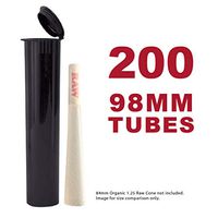 98MM Black Doob Tubes | 200 Pack | Waterproof Airtight and Smell Proof Blunt Vial Container | Child Resistant with Squeeze Pop Tops | BPA-Free | Ideal for Storing Pre Rolled Raw Cones