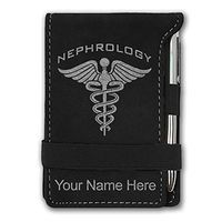 Mini Notepad, Nephrology, Personalized Engraving Included (Black with Silver)