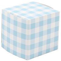 JAM PAPER Glossy Gift Boxes - 2 x 2 x 2 - Blue Gingham Glossy - 10/Pack