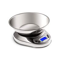 BingWS Digital Bathroom Scales 3kg/0.1g Kitchen Food Balance Cuisine Precision Digital Scale with Bowl Stainless Steel Scale Electronic Scale Body Composition Monitors (Color : Stainless Steel)
