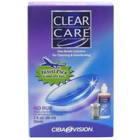 Ciba Vision Clear Care Cleaning & Disinfecting Solution 3oz & Contact Lens Case Travel Size Starter Kit