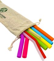 Earthly Connections Silicone Reusable Straws, 8 Pack, Long and Portable Drink Accessories for Tumblers, Cups and Mugs, Hot and Cold Safe, with FREE Cleaning Brush and Travel Storage