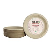 brheez 9" Plant Fiber Plates - 100% Natural Bagasse - Sturdy Biodegradable Compostable & Eco-Friendly (Pack of 60)