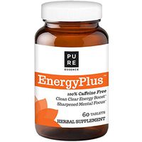Pure Essence Labs Energy Plus, Caffeine Free, All Natural Herbal Energy and Focus Supplement, 60 Tablets
