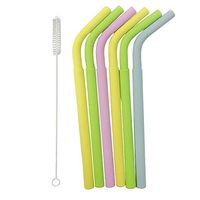 REGULAR SIZE Silicone Straws for 30 oz Tumbler & Stainless Steel Straws Bundle - 6 Solid color Straws for Yeti/Rtic/Ozark + 1 Brushes - Reusable Straws Extra Long