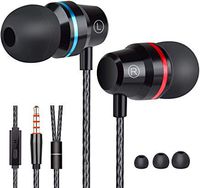Earbuds Ear Buds Earphones with Microphone Mic Wired Noise Isolating Headphones Earbuds Stereo in Ear Ear Buds Compatible Samsung Android Smartphones Tablet Laptop 3.5mm Jack Black