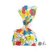 Fun Express - Bright Balloons Cello Bags (2dz) for Birthday - Party Supplies - Bags - Cellophane Bags - Birthday - 24 Pieces