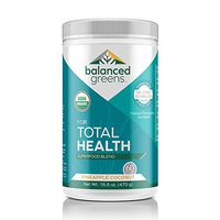 balanced greens Total Health Organic Plant Based Vegan Greens Superfood Powder - Supports Healthy Organs, Gut, Blood, Probiotics, Pineapple Coconut-60 Servings