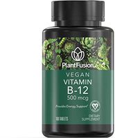 PlantFusion B12 Vegan Vitamin 500 mcg | Provides Energy Support, Plant Based, Gluten and Soy Free, Dietary Supplement, 33-Day Supply, 100 Tablets