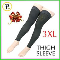 Presadee Thigh Length 20-30 mmHg Medical Compression Reduce Fatigue Swelling Wide Plus Leg Ankle Circulation Hosiery Sleeve (Black, 3XL)
