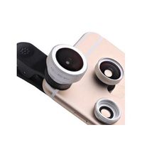 Optic iPhone Camera Lens, Professional Photography 4 in 1 Clip-on Phone Lens Kit 180° Fisheye Lens + 0.63X Wide Angle + 15X Macro + 3X Telephoto for Iphone 6 5s 4s Samsung LG Sony, Silver
