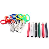 LAJA IMPORTS Assorted Rainbow 6 PCS Pink EMT First Responder 7.5" Shears + Assorted Rainbow PENLIGHTS - Ideal Gift for Nurses, EMT, Firefighter, Police and Military