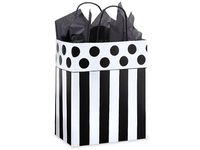 4 Pack Elegant Black and White Polka Dot and Strip Gift Wrap Bag