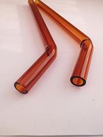Glass Straw Set- Two Beautiful Bent Straws Pick Your Color 8inch 9.5mm with Cleaning Brush (Amber)