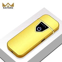 L and D Labs Portable USB Chargeable Lighter Windproof Coil Slim Touch Sensor Double Side Ignition Set with USB Charging Cable (Matt Gold)