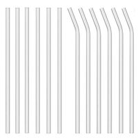 8.5" Clear Glass Drinking Straws with Cleaning Brushes Reusable for 20 oz Tumblers Kids and Adults Non Plastic Eco Friendly | Set of 12 by Quotidian (8mm Clear) (Clear)