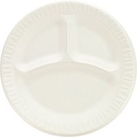 Dart 9CPWCR, 9-Inch Concorde White Compartmented Non-Laminated Foam Plate, Take Out Disposable Catering Food Serving Plates (100)