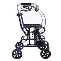 MLX Lightweight Folding Wheeled Walker Shopping Trolley with Seat Carry Bag Brakes Elderly Scooter 4 Wheels Shopping Cart Bag for Elderly Limited Mobility Aid Height: 95CM