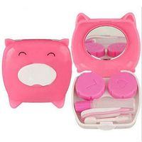 Kaimu 1 Pc Travel Portable Lovely Piggy Contact Lens Case Storage Box With Mirror Tweezer Cases