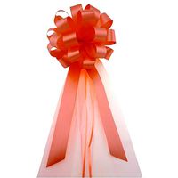 Orange Wedding Pull Bows with Tulle Tails - 8" Wide, Set of 6, Easter, Spring, Halloween