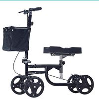 MYJZY Knee Walker Steerable Scooter for Broken Leg, Foot, Ankle Injuries - Kneeling Quad Roller Cart Medical Mobility Rolling Walking Aids Height Adjustable,Black
