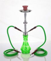 2 hose 21" Pita Green Hookah Shisha Nargila water glass vase pipes smoke sale