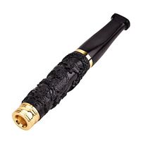 Cigarette Holder, Chinese Dragon Carved Portable Filter, Handmade Wooden Short Smoke Mouthpiece, Include a Luxury Gift Box (Black)
