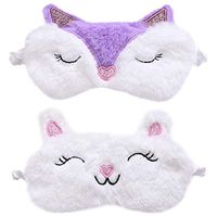 ACTLATI Cute Sleep Eye Mask Cartoon Breathable Blindfold with Elastic Strap Soft Eye Cover for Night Sleeping, Travel, Nap (Fox+Alpaca Eye mask)