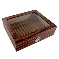 Smoking Set/Cigar Humidors with Hygrometer and Humidifier Cigar Cutter Can Hold 30 Cigars Cedar Wood Lining Glass Cover Sunroof Cigarette Case Cigar Cabinet Men's Gift Box Mute