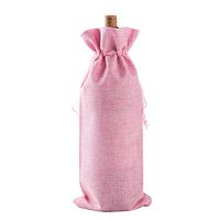 LanTian Wine Bag, 10 Packs 14 x 6.5 Inch Burlap Wine Bags Drawstring Pouch Bottle Gift Bags for Wine Tasting Party Dinner Birthday Wedding Favors Christmas Thanksgiving Halloween (Pink)