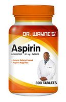Dr. Wayne's Aspirin 81mg Low Strength, Enteric Coated, (Yellow) Safety Coated 300 Tablets, Anti-Inflammatory