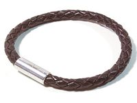 Suki PRO Braided Leather Magnet Therapy Bracelet - 6mm (1/4") Dark Brown