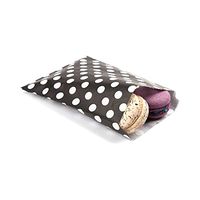 Disposable Paper Bags, Cookie Bags, Deli Bags, Bakery Bags - Black with White Polka Dots - 7" x 5" - 100ct Box - Restaurantware