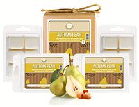 Aira Fall Wax Melt - Organic, Vegan, Kosher, Scented Soy Wax Cubes w/Essential Oil Blends - No Chemical 100% Soy Wax Melts for Electric/Tealight Melters - Hand-Poured Soy Tarts - Autumn Pear - 4 Pack