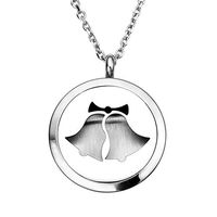 Zysta Essential Oil Diffuser Christmas Bells Necklace - Fragrance Aromatherapy Perfume Pendant Stainless Steel Locket with 6 Refill Pads and 24 Inch Chain