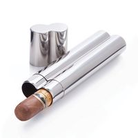 Small Cigar Holder, Personalized Silver Case Stainless Cigar Holder (Sold by Case, Pack of 6)