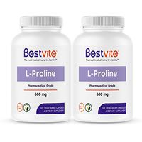 L-Proline 500mg (240 Vegetarian Capsules) (2-Pack) - No Stearates - No Fillers - Vegan - Gluten Free - Non GMO