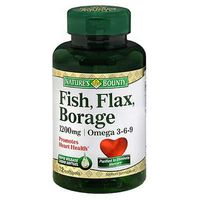 Nature's Bounty Fish, Flax, Borage 1200mg, Omega 3-6-9, 72 Softgels (Pack of 3)