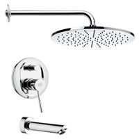 Remer TSF2145-CR TSF2145 Peleo Modern Round Tub and Shower Faucet Set, Polished Chrome