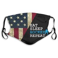 Eat Sleep Hockey Repeat Filters Mask Women Men Kids Reusable Face Mouth Masks for Camping (Mask+2pcs Filters) Black