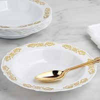 Efavormart 10 Pack | 12 oz Gold Embossed Round Disposable Soup Bowl With Scalloped Edges for Catered Events Weddings Parties