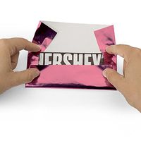 Foil Wrapper (Pink) - Pack of 100 Candy Bar Wrappers with Thick Paper Backing - Folds and Wraps Well - Best for Wrapping 1.55Oz Hershey/Candies/Chocolate Bars/Gifts - Size 6" X 7.5"