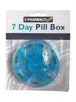 Pharmacy Best - Round Pill Box 7 Day Organizer - for Medicine Travel Blue Case Holder - Weekly Monday to Sunday Compartment - Easy to Carry Can Be Used to Accommodate Small Objects
