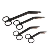 LAJA IMPORTS Premium Set 4 Black Color Lister Bandage Scissors 3.5" + 4.5" + 5.5" + 7.25"