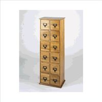 Leslie Dame Solid Oak Library Card File Media Cabinet, 12 Drawers, Walnut
