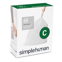 simplehuman Code C Custom Fit Drawstring Trash Bags, 10-12 Liter / 2.6-3.2 Gallon, 3 Refill Packs (60 Count)