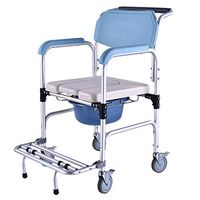 Commode Chair for Toilet with Wheels&Pedal,3 in 1 Multifunctional Portable,Bidet Chair,Shower Bath Chair,for Elder Disabled People Pregnant Women